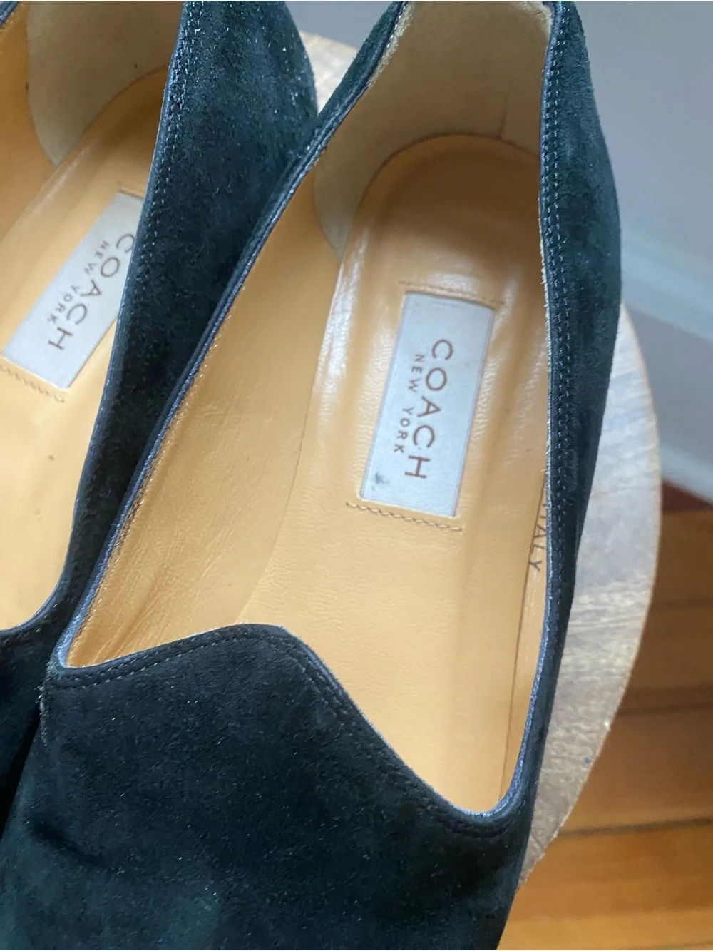 Vintage 90s Coach Black Suede Slip-On Loafers made in Italy 9